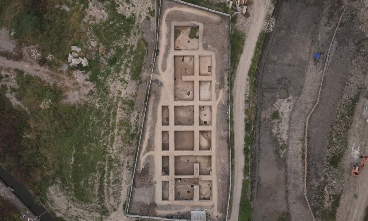 An aerial photo of the Zhouxi site in Cixi, East China