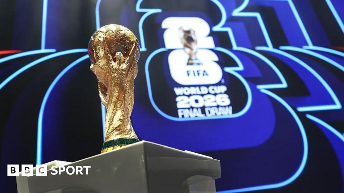 The FIFA World Cup trophy on stage at the Kennedy Center ahead of the FIFA World Cup 2026 draw