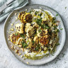 Hetty McKinnon's charred cauliflower salad with lemony whipped feta and pine nuts. 