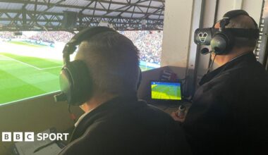 Neale Ormston and Andy Bull commentating on the Crystal Palace game against Manchester City.