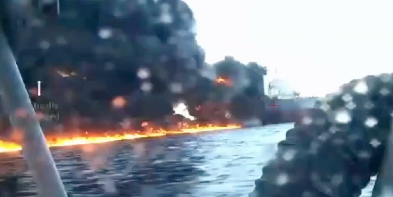 Fire aboard a russian shadow-fleet tanker