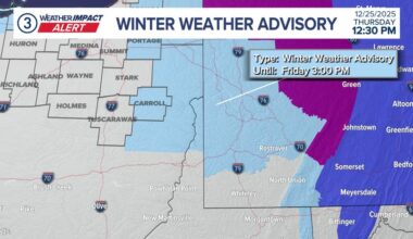 Winter Weather Advisory issued for multiple Northeast Ohio counties due to forecasted freezing rain