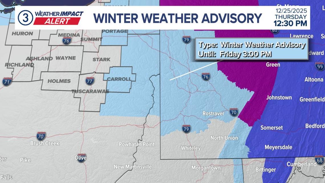 Winter Weather Advisory issued for multiple Northeast Ohio counties due to forecasted freezing rain