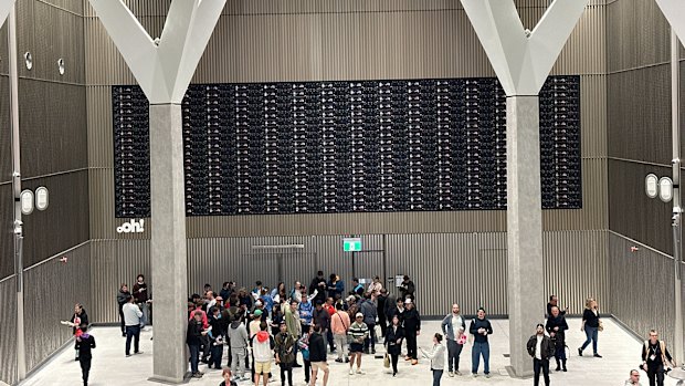 The unfinished digital advertising screen at Town Hall station.