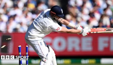 Shoaib Bashir bowling for England during training at the MCG