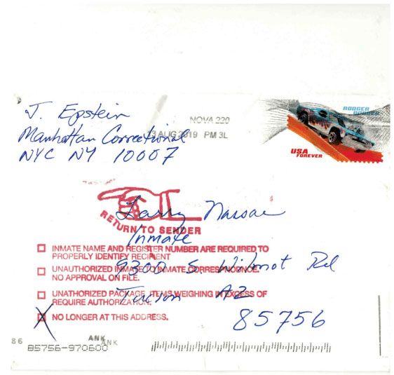 An envelope addressed to Larry Nassar from a 