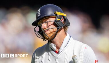 England's Josh Tongue celebrates taking the wicket of Marnus Labuschagne