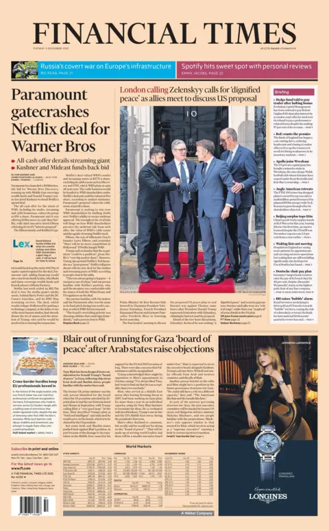 "Paramount gatecrashes Netflix deal for Warner Bros," reads the headline on the front page of the Financial Times.