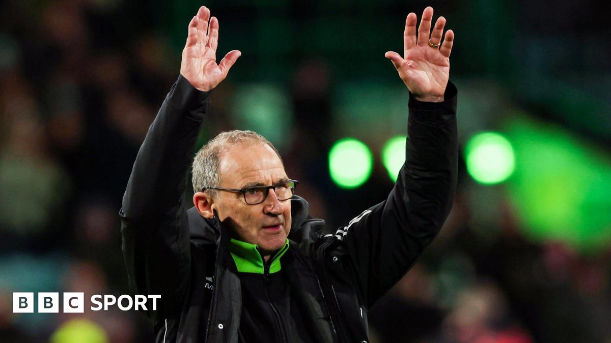 Martin O'Neill sitting in green seat as interim Celtic manager