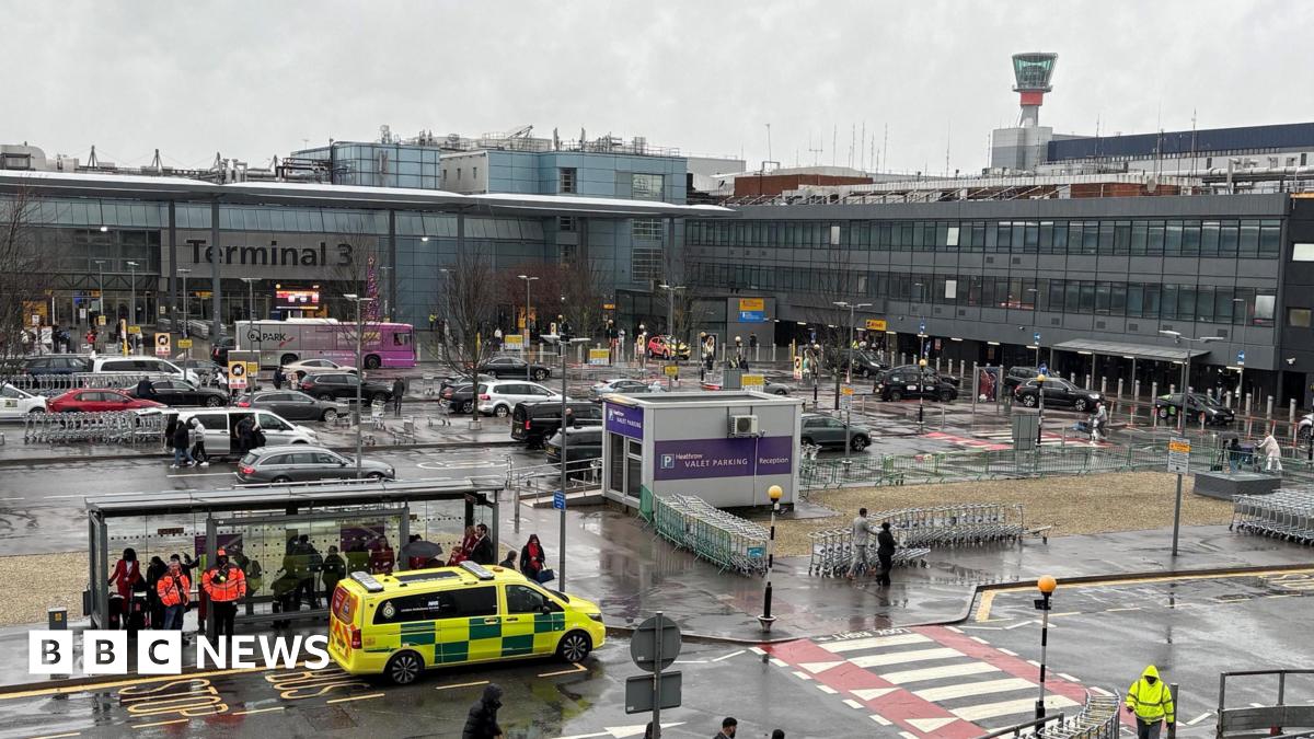 An emergency vehicle outside Heathrow Terminal 3.