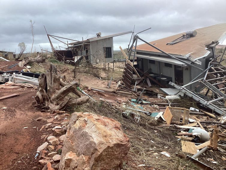 rural lodge destroyed by cyclone in Western Australia.