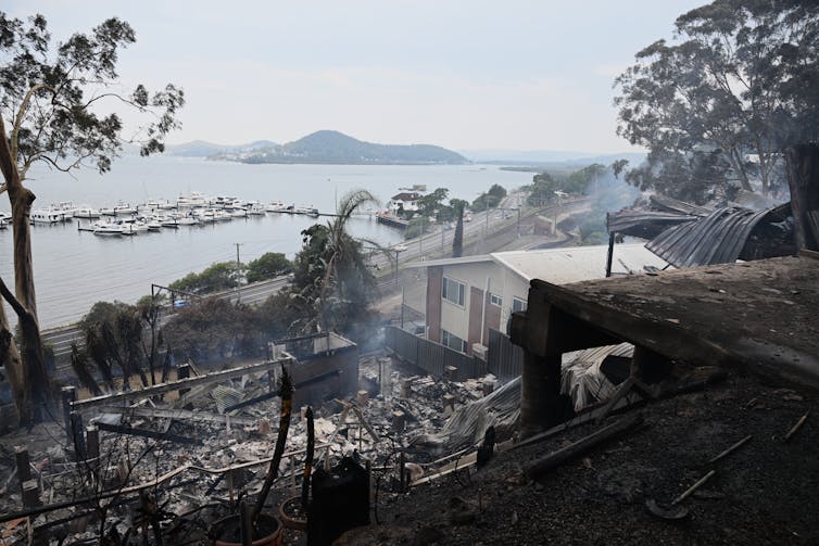 burned houses after NSW bushfire