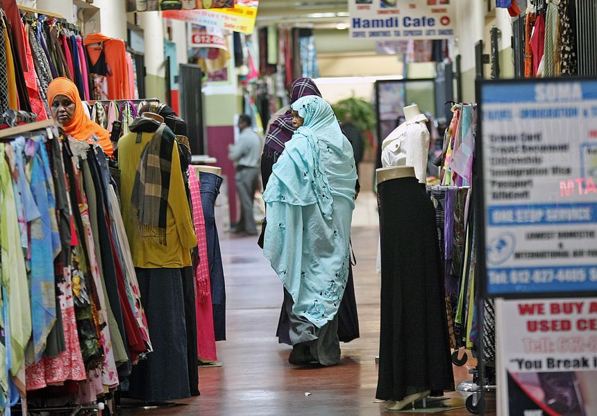 Somali women shop at Karmel Mall, a Somali mall in Minneapolis, Minnesota.