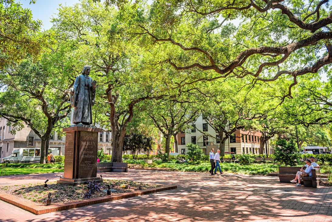 Reynolds Square in Savannah is one of 23 squares that have graced the Georgia city since its founding in the 1700s. City officials say the squares are considered outdoor living rooms.