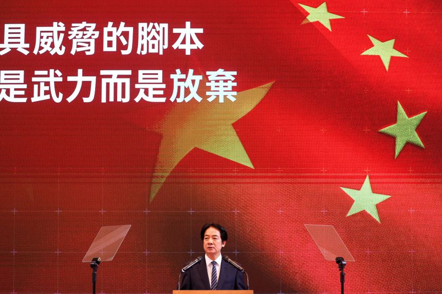 Taiwan's President Lai Ching-te holds a news conference on protecting national security at the Presidential Office Building in Taipei on November 26, 2025.