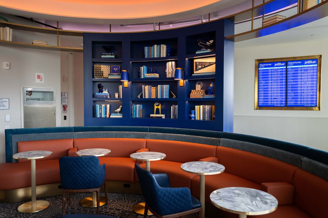The JetBlue BlueHouse lounge at John F. Kennedy International Airport. More air travelers will get access to lounges in 2026.