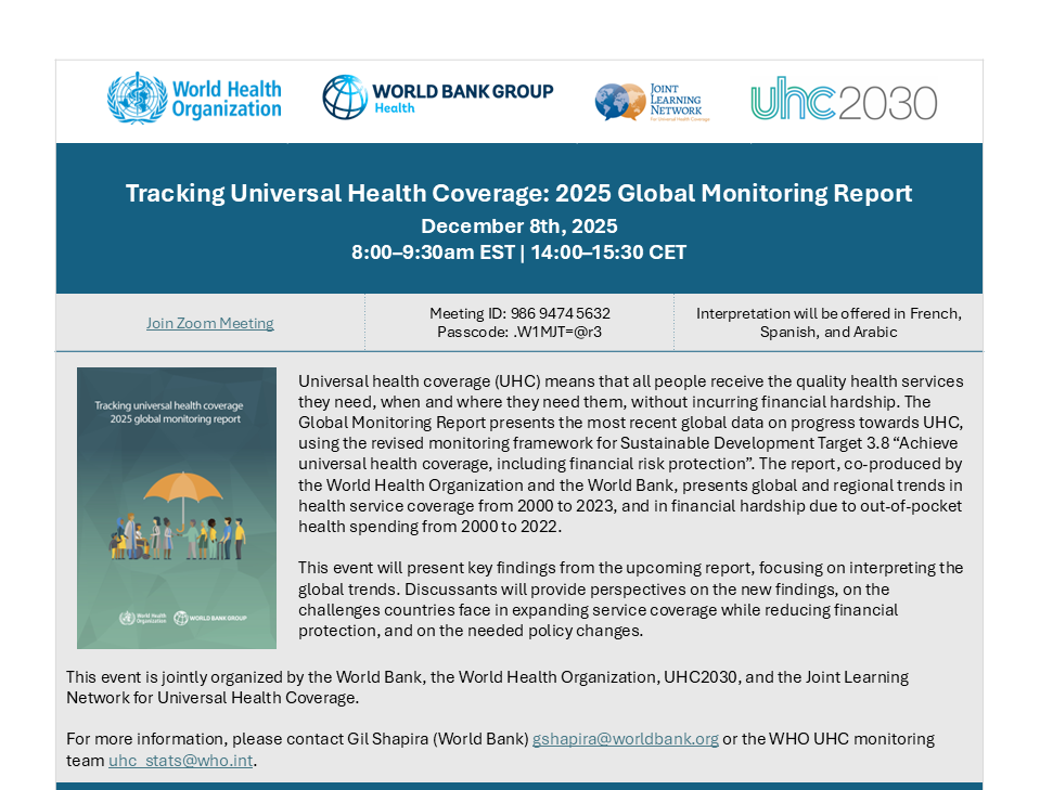Tracking Universal Health Coverage: 2025 Global Monitoring Report