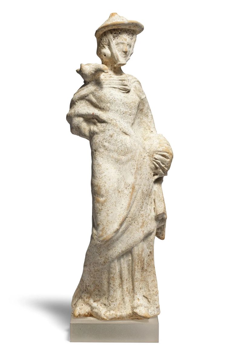 Bonhams also withdrew this Greek terracotta female figure from its antiquities sale after CNN contacted the auction house about its suspicious provenance.