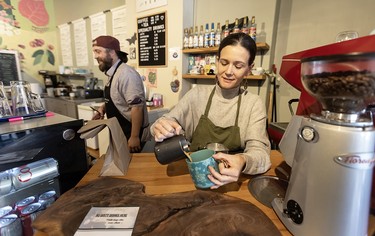 Jordan and Whitney Fowler in their cafe, The Carolinian Cafe, in Cayuga, Ont.