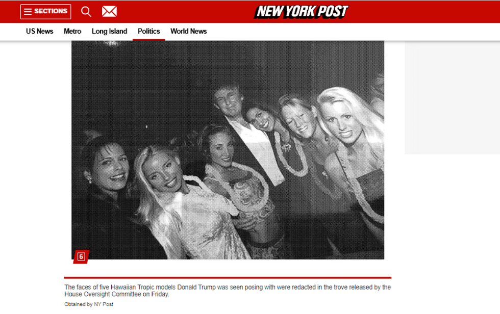 On December 12, the New York Post published what they claimed was an uncensored version of the photo of Donald Trump posing with six women.