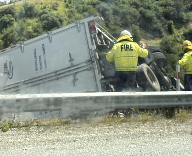 Emergency services at the scene of the crash near Raes Junction. Photo: Debbie Porteous 