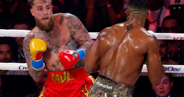 Jake Paul knocked out by brutal Anthony Joshua right hand