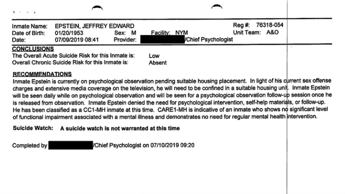 Psychological assessment of Jeffrey Epstein