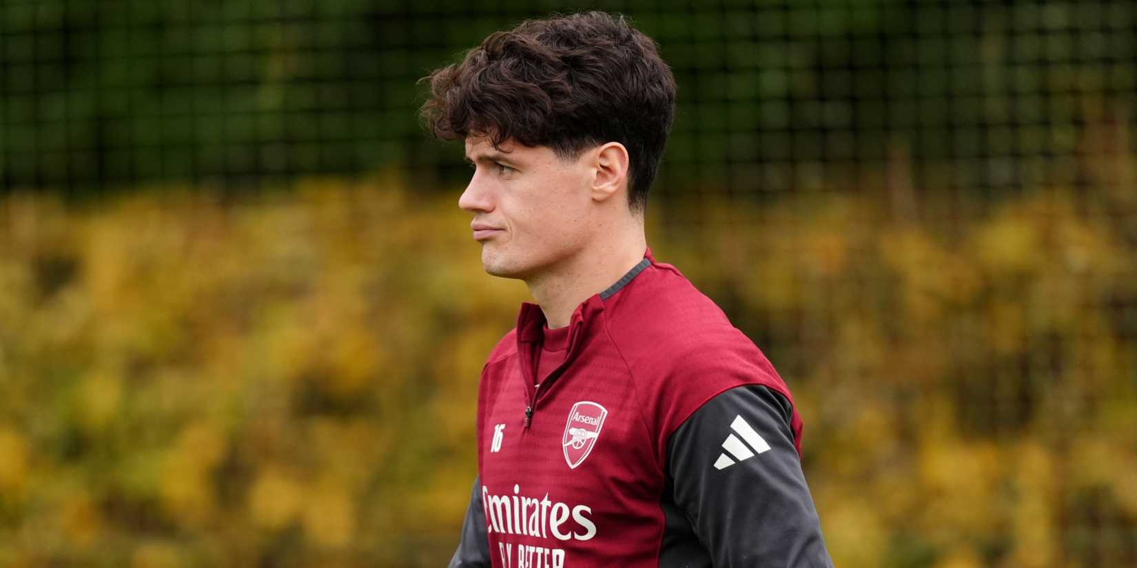 Arsenal's Christian Norgaard walks to training.