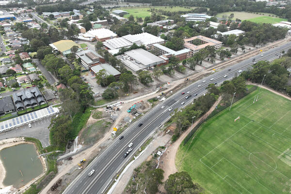 Transport for NSW New southbound access road looking south along M1 Princes Motorway November 2025.