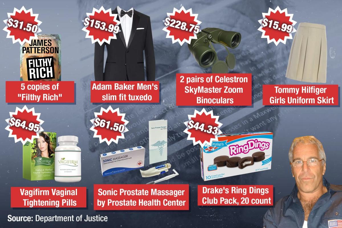 Jeffrey Epstein's shocking Amazon purchase history revealed in DOJ's latest files release