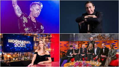 Clockwise from top left: Ronan Keating, Jools Holland, Graham Norton and his guests and Hogmanay host Amy Irons.