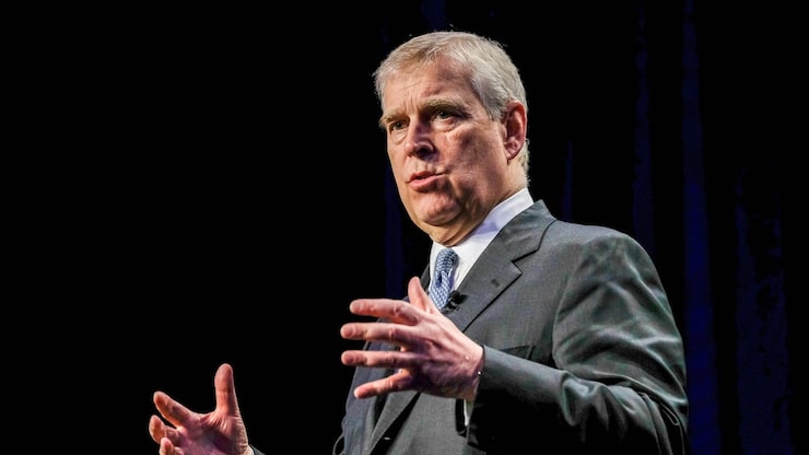Then-prince Andrew speaks at an event in Toronto in May 2019. 