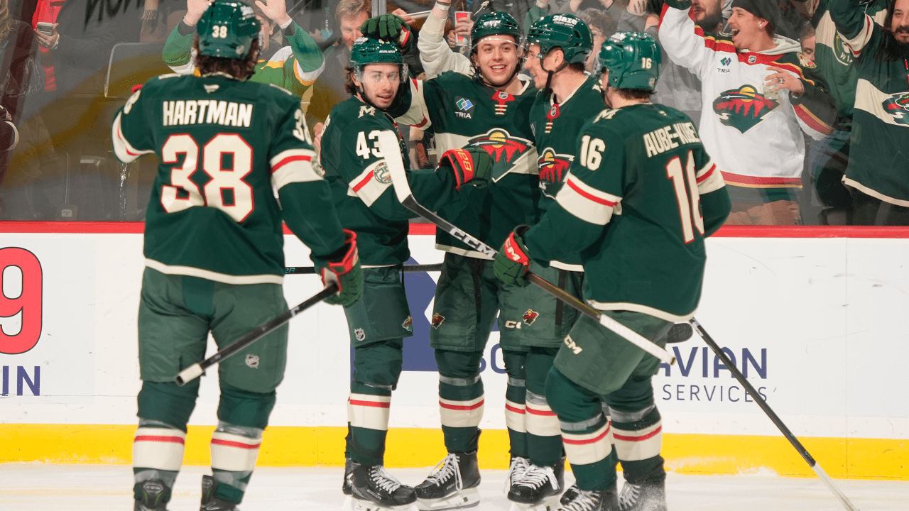 Hughes caps whirlwind 48 hours with goal in Wild debut