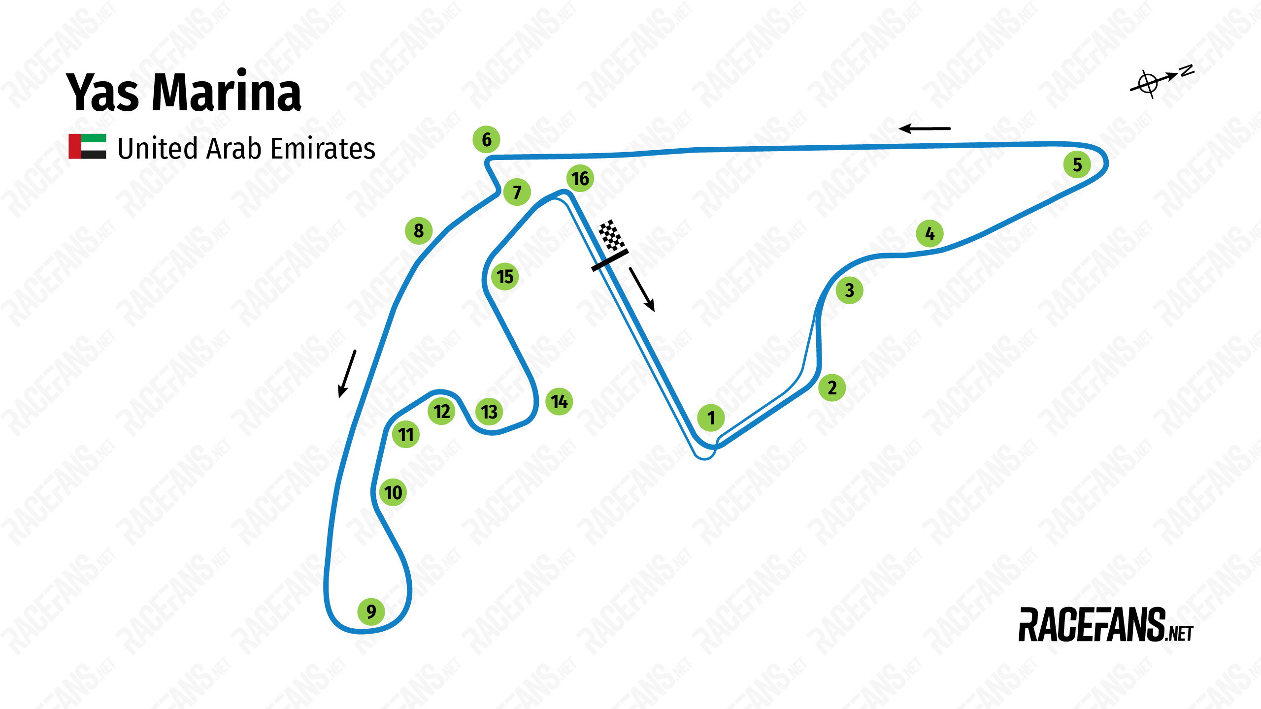 Yas Marina track map, 2021