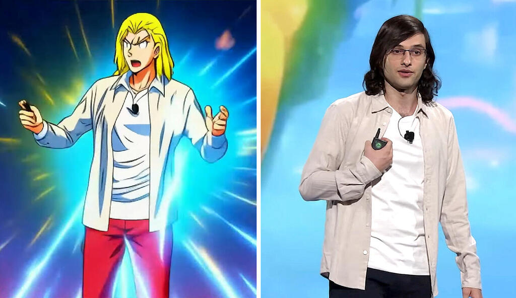 דין לייטרסדורף מדגים יצירת וידיאו בזמן אמת כשדמותו מופיעה באנימציה במהלך כנס של אמזון