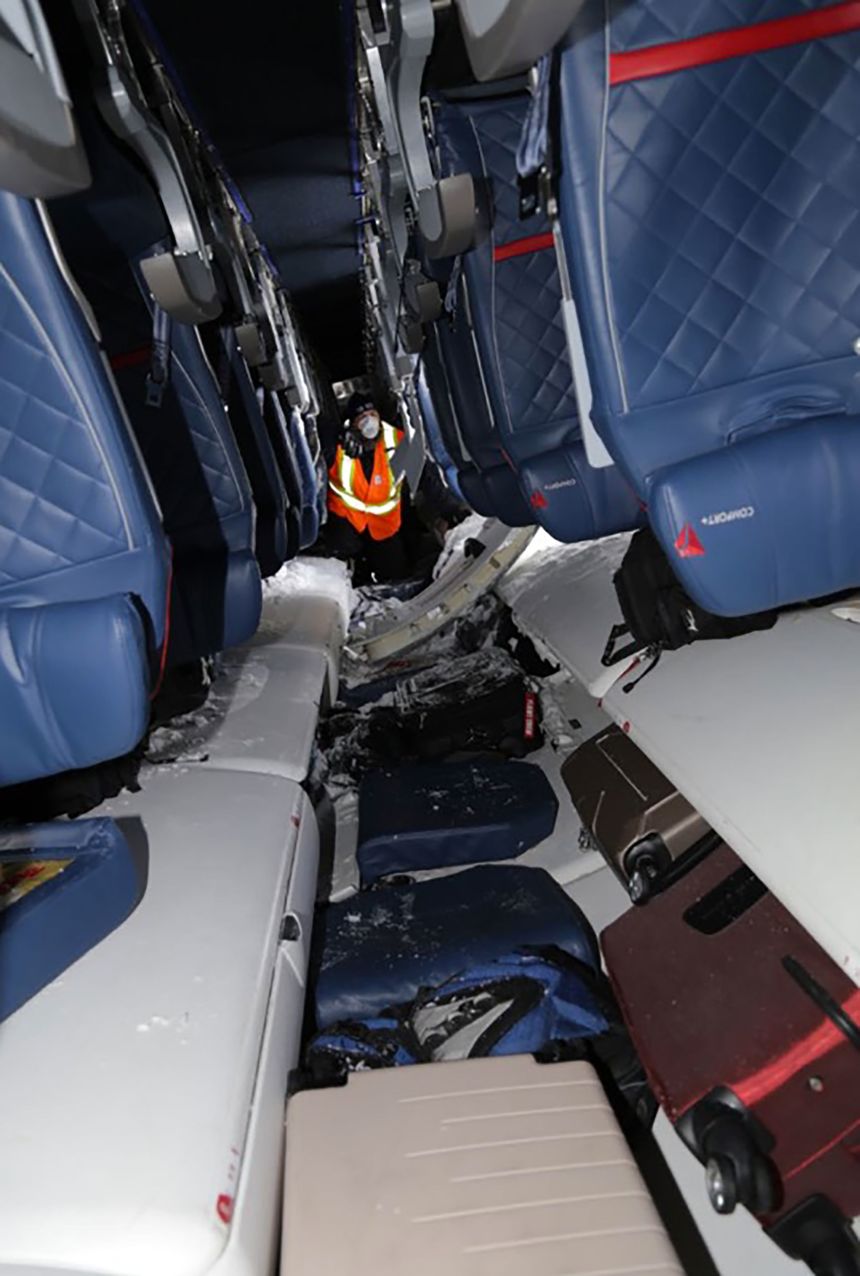  Interior of aircraft cabin at the occurrence site, looking aft