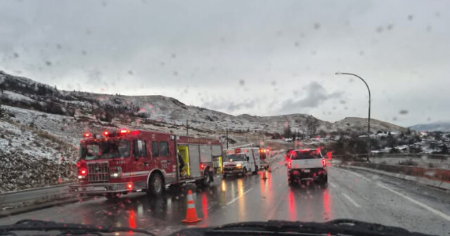 A collision slowed Hwy 97 outside of Vernon on Friday afternoon.