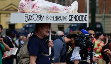 Protests against Israel's participation took place both before the 2024 competition in Malmö, as seen here, and in Basel in 2025.