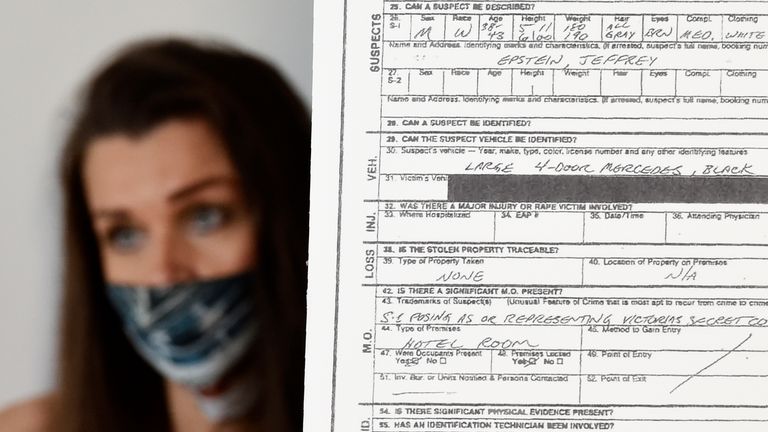 Ms Arden's redacted police report. Pic: AP