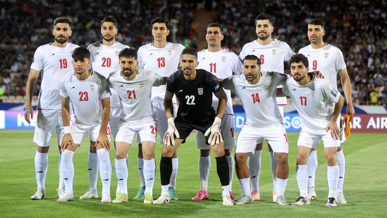 Iran players pose for a team group photo before a match against North Korea in June 2025. Pic: Reuters 