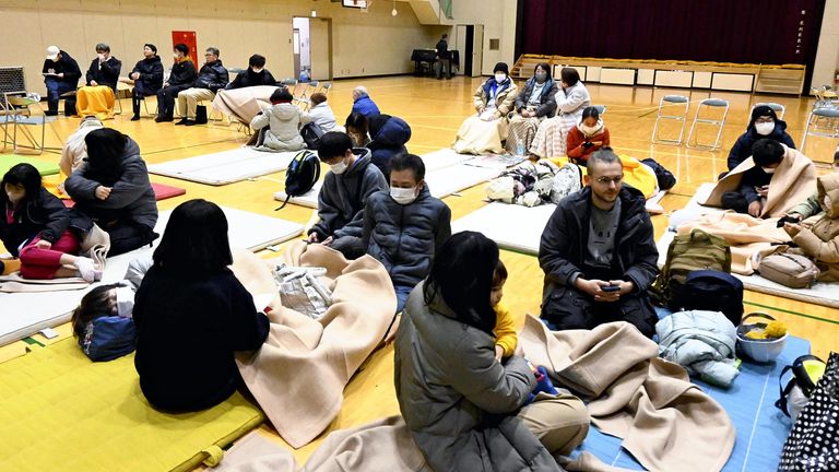 People sheltering today in Kamaishi Elementary School in Kamaishi City, Miyagi Prefecture. Pic: AP