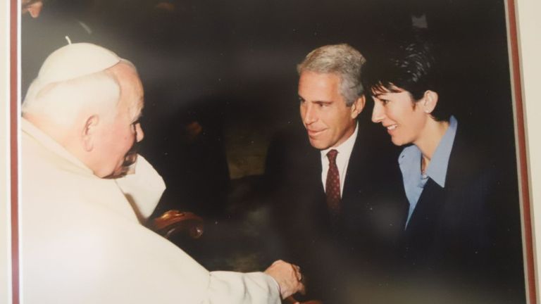 Jeffrey Epstein and Ghislaine Maxwell meeting Pope John Paul II
