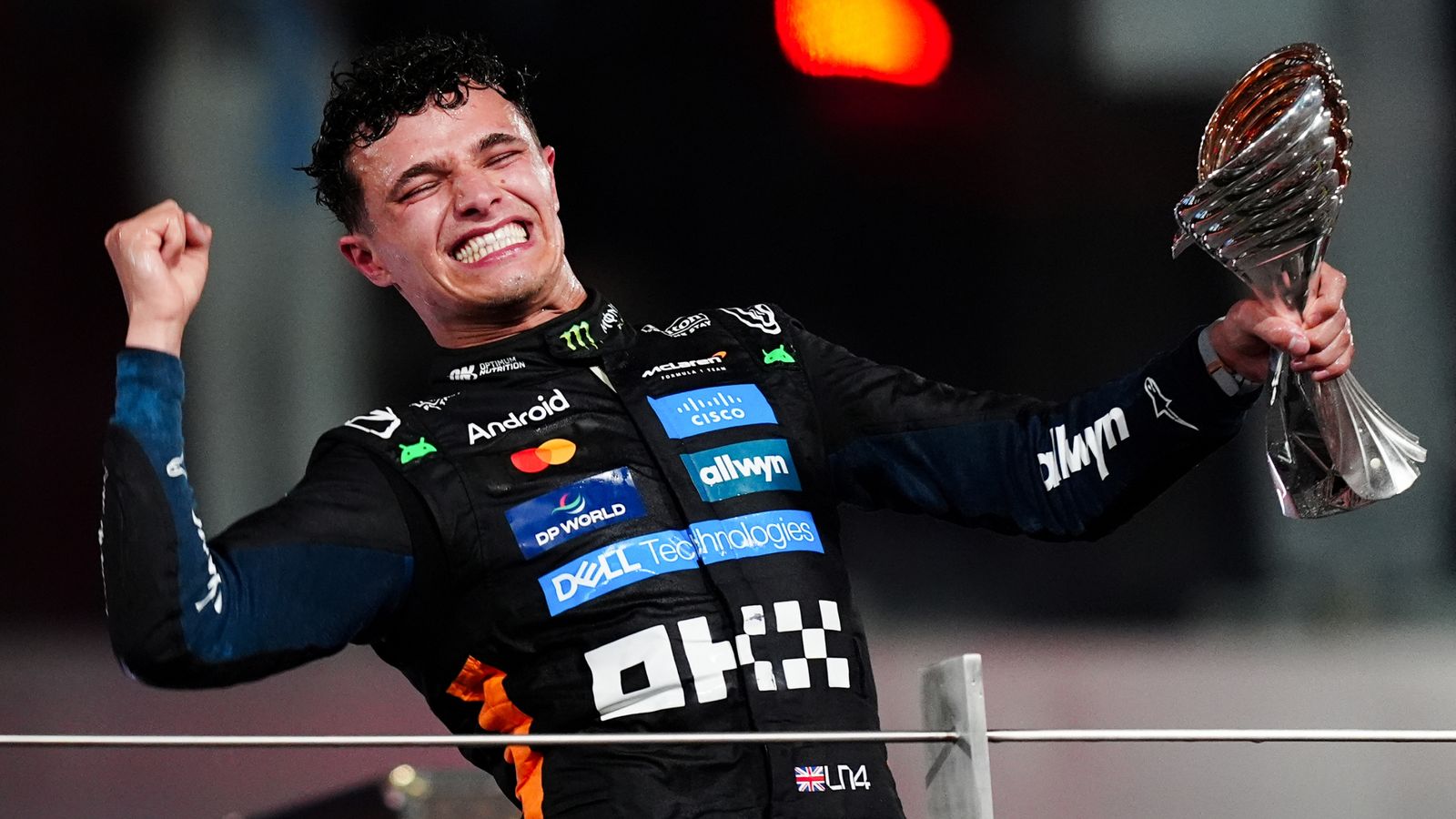 McLaren driver Lando Norris celebrates winning the Formula One world championship after finishing third at the Abu Dhabi Grand Prix. Pic: PA