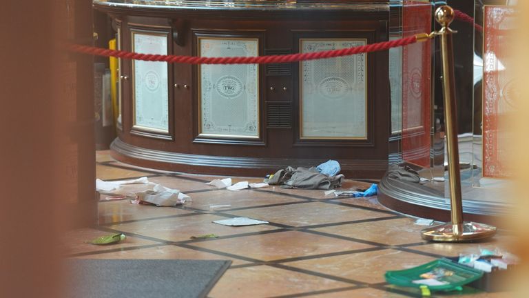 Discarded clothing and emergency medical equipment at the scene following the attack in August 2024. File pic: PA