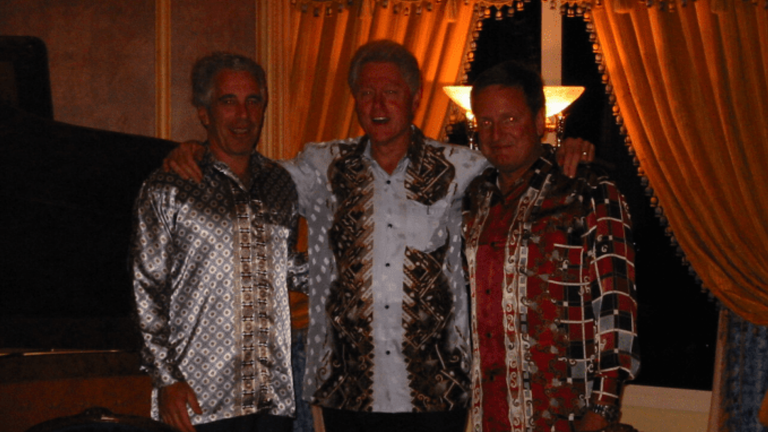 (L-R) Jeffrey Epstein, Bill Clinton and businessman Robert Burkle. Pic: US Department of Justice