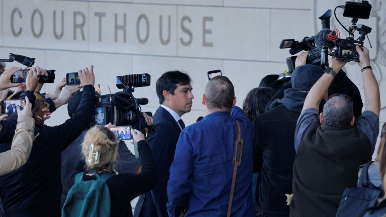 Plasencia was surrounded by photographers as he made his way into court. Pic: Reuters/ Mike Blake
