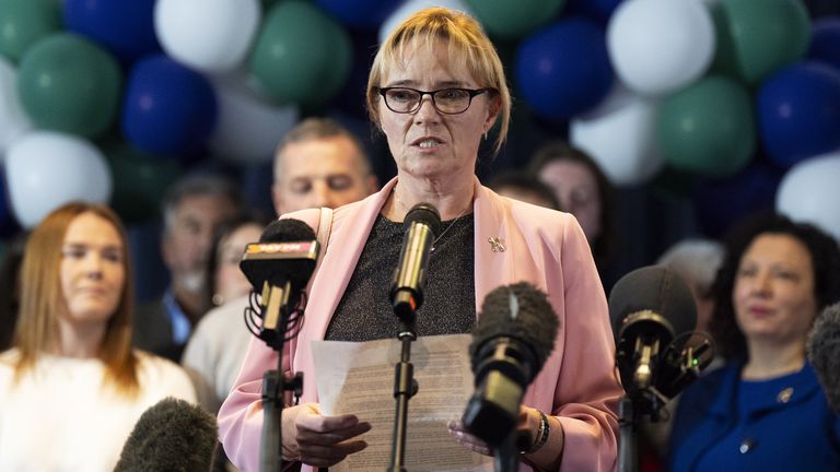 Ms Peggie speaking at the press conference. Pic: PA