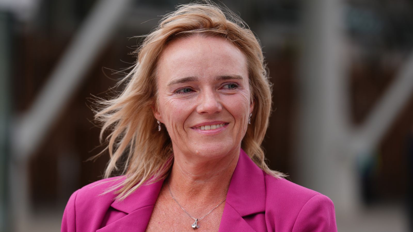 Nurse Sandie Peggie outside the Scottish parliament in June. Pic: PA
