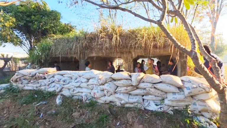 A concrete shelter in Thailand's Ubon Ratchathani province. Pic: AP