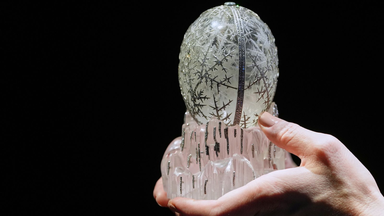 The Winter Egg by Faberge sold at auction for a record amount. Pic: AP